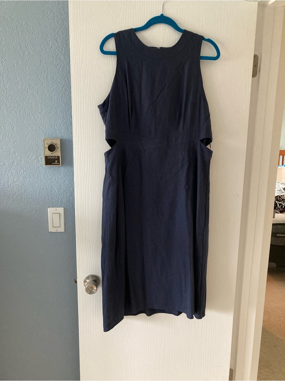 Nine West Navy Sleeveless Midi Dress with Side Cutouts